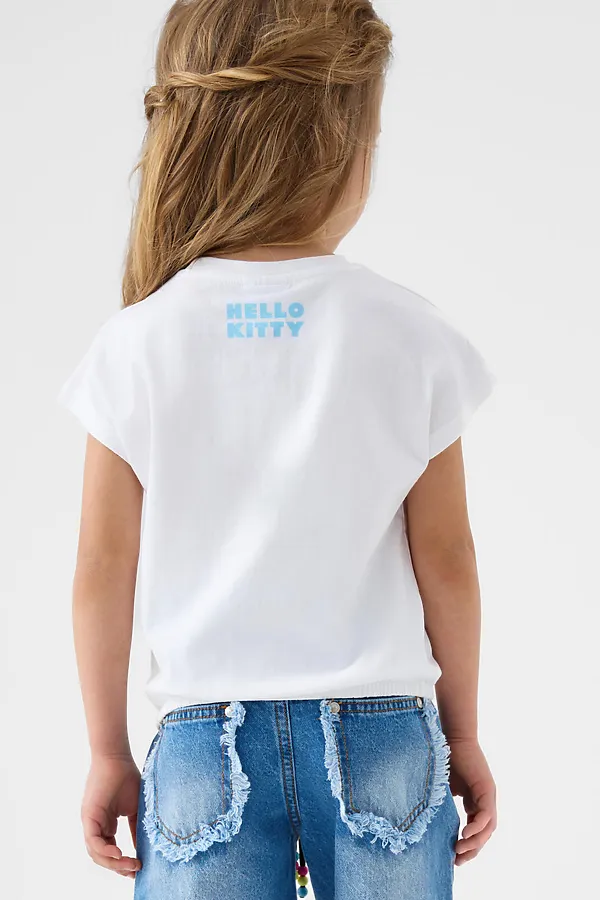 Джемпер трикотажный для девочек (футболка) PLAYTODAY, белый - фото 2