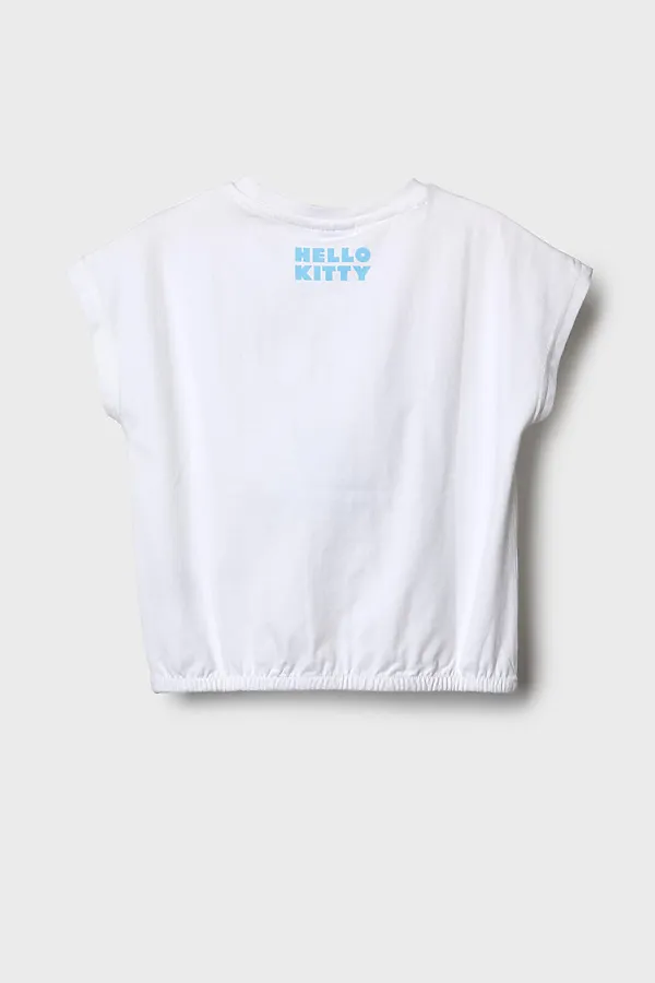 Джемпер трикотажный для девочек (футболка) PLAYTODAY, белый - фото 2