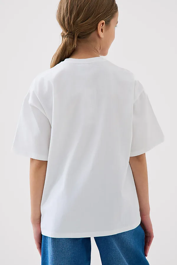 Фуфайка трикотажная для девочек (футболка) PLAYTODAY, белый - фото 2