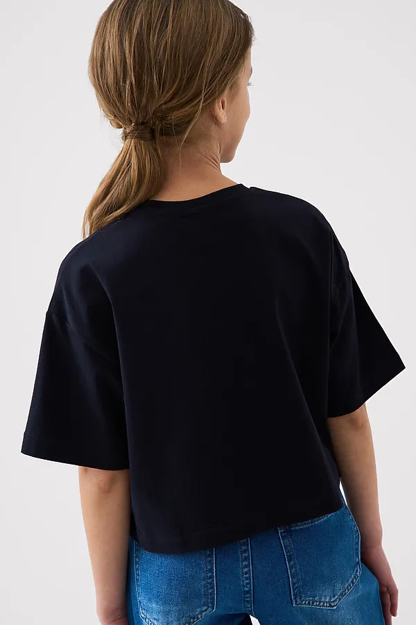 Фуфайка трикотажная для девочек (футболка) PLAYTODAY, черный - фото 2