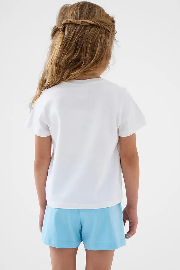 Комплект трикотажный для девочек: фуфайка (футболка), шорты PLAYTODAY, белый,голубой - фото 2