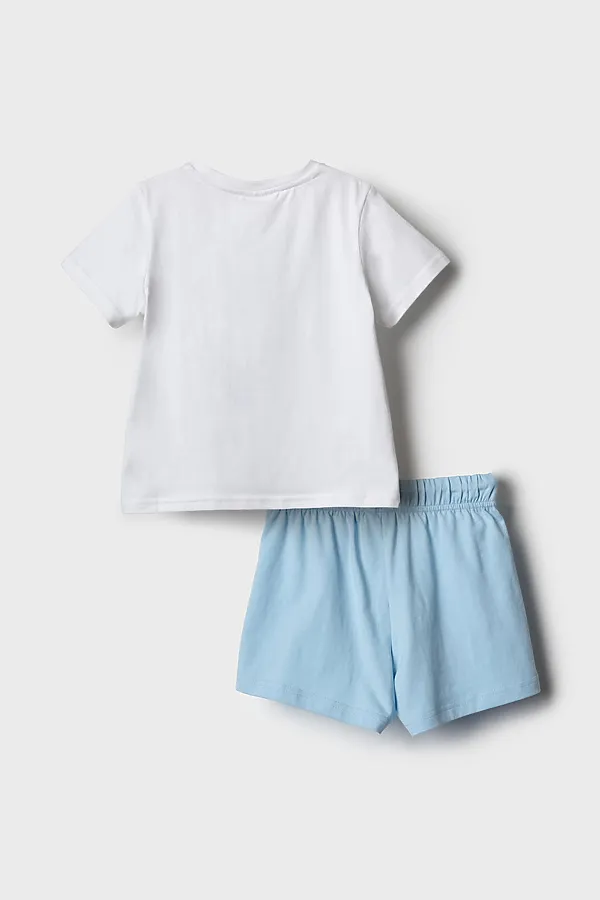 Комплект трикотажный для девочек: фуфайка (футболка), шорты PLAYTODAY, белый,голубой - фото 2