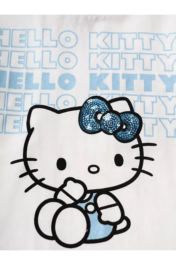 Комплект трикотажный для девочек: фуфайка (футболка), шорты PLAYTODAY, белый,голубой - фото 2