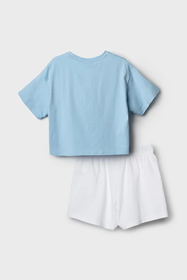 Комплект трикотажный для девочек: фуфайка (футболка), шорты PLAYTODAY, голубой,белый - фото 2