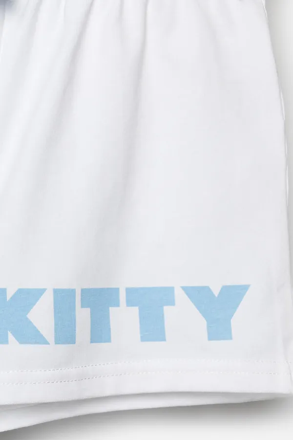 Комплект трикотажный для девочек: фуфайка (футболка), шорты PLAYTODAY, голубой,белый - фото 2