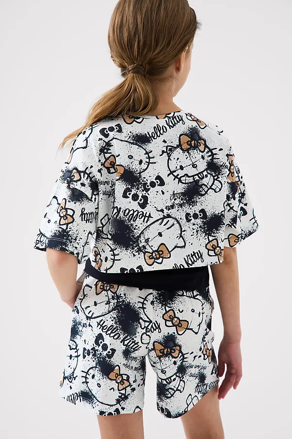 Комплект трикотажный для девочек: фуфайка (футболка), топ, шорты PLAYTODAY, разноцветный - фото 2