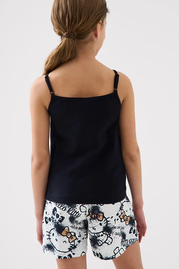 Комплект трикотажный для девочек: фуфайка (футболка), топ, шорты PLAYTODAY, разноцветный - фото 2