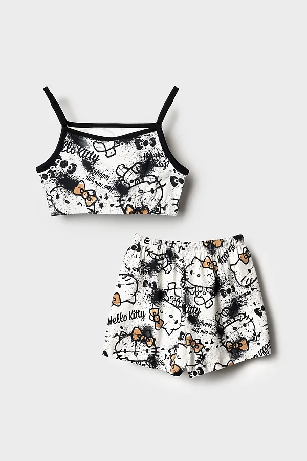 Комплект трикотажный для девочек: топ, шорты PLAYTODAY, разноцветный - фото 2