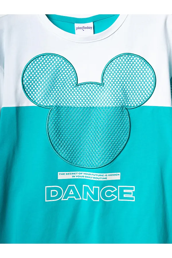 Комплект трикотажный для девочек: фуфайка (футболка), шорты PLAYTODAY, светло-зеленый,белый - фото 2