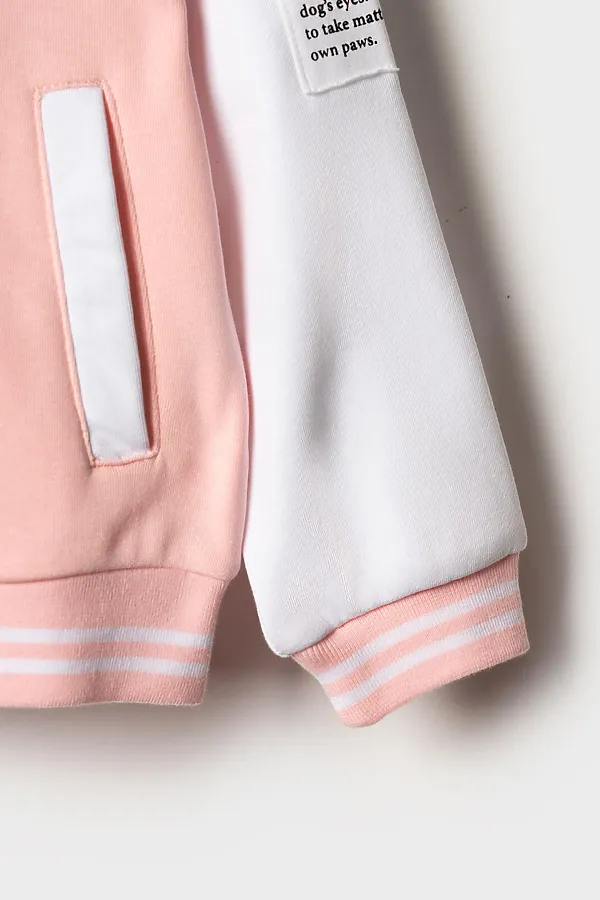 Толстовка трикотажная для девочек PLAYTODAY, белый,светло-розовый - фото 2
