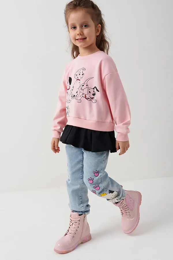 Толстовка трикотажная для девочек PLAYTODAY, черный,светло-розовый - фото 2