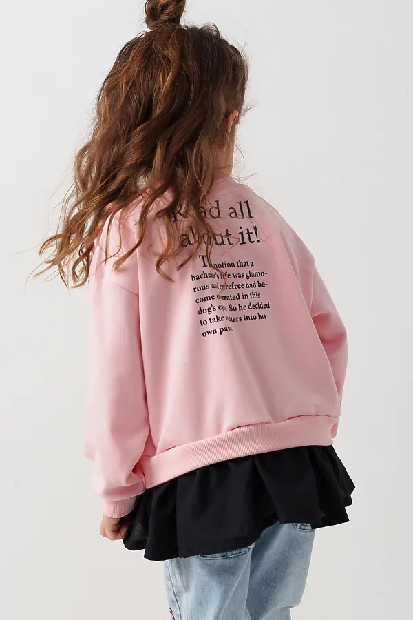 Толстовка трикотажная для девочек PLAYTODAY, черный,светло-розовый - фото 2