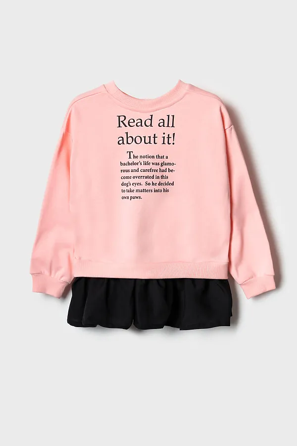 Толстовка трикотажная для девочек PLAYTODAY, черный,светло-розовый - фото 2