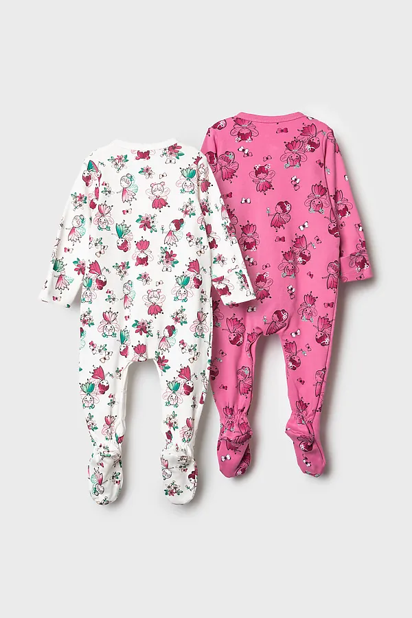 Комбинезон детский трикотажный для девочек, 2 шт в комплекте PLAYTODAY, разноцветный - фото 2