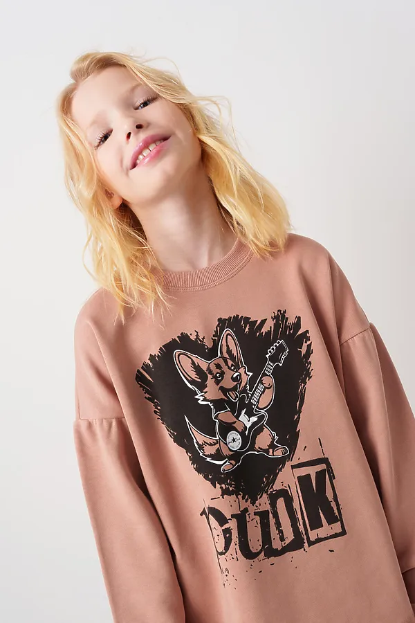 Комплект трикотажный для девочек: толстовка, брюки PLAYTODAY, охра - фото 2