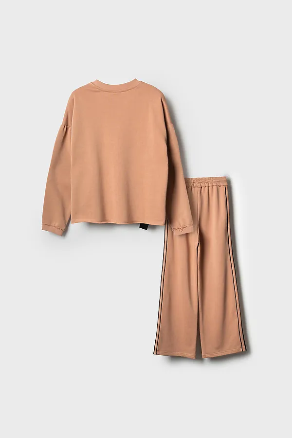 Комплект трикотажный для девочек: толстовка, брюки PLAYTODAY, охра - фото 2