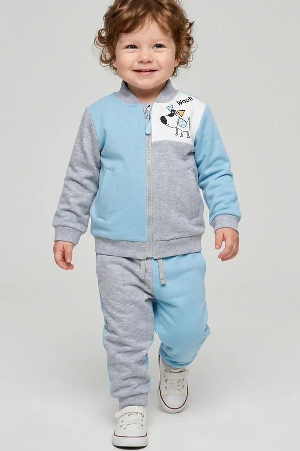 Толстовка детская трикотажная для мальчиков PLAYTODAY, серый,белый,голубой - фото 2