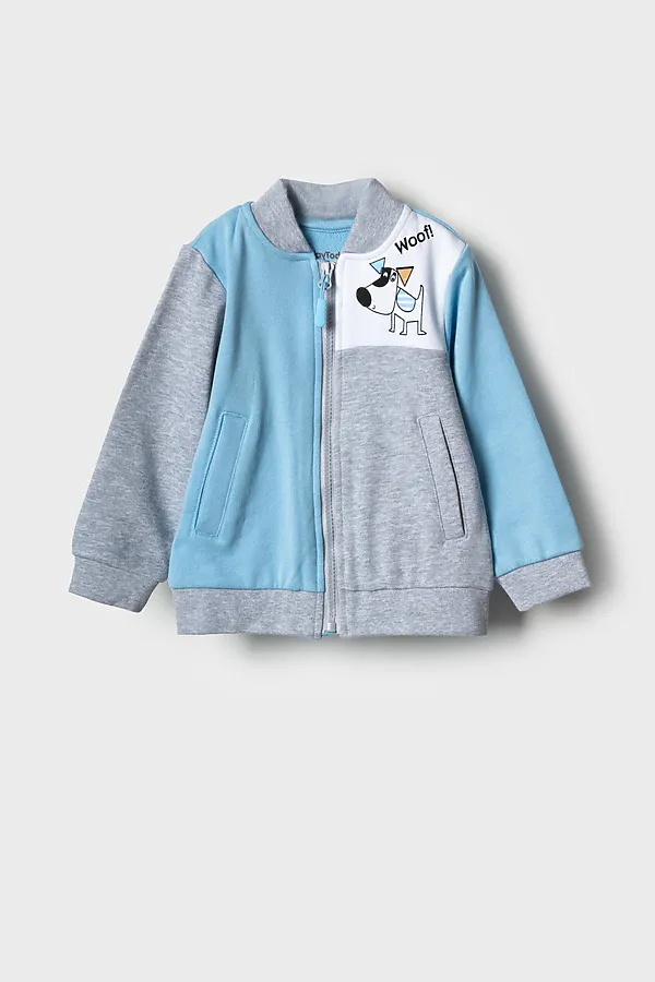 Толстовка детская трикотажная для мальчиков PLAYTODAY, серый,белый,голубой - фото 2