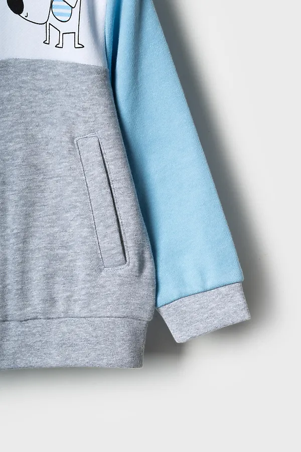 Толстовка детская трикотажная для мальчиков PLAYTODAY, серый,белый,голубой - фото 2