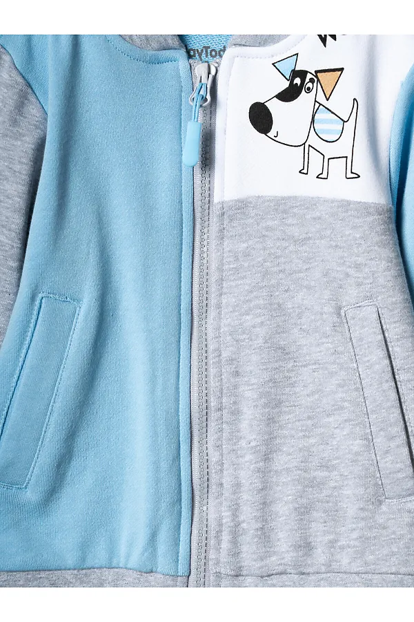 Толстовка детская трикотажная для мальчиков PLAYTODAY, серый,белый,голубой - фото 2
