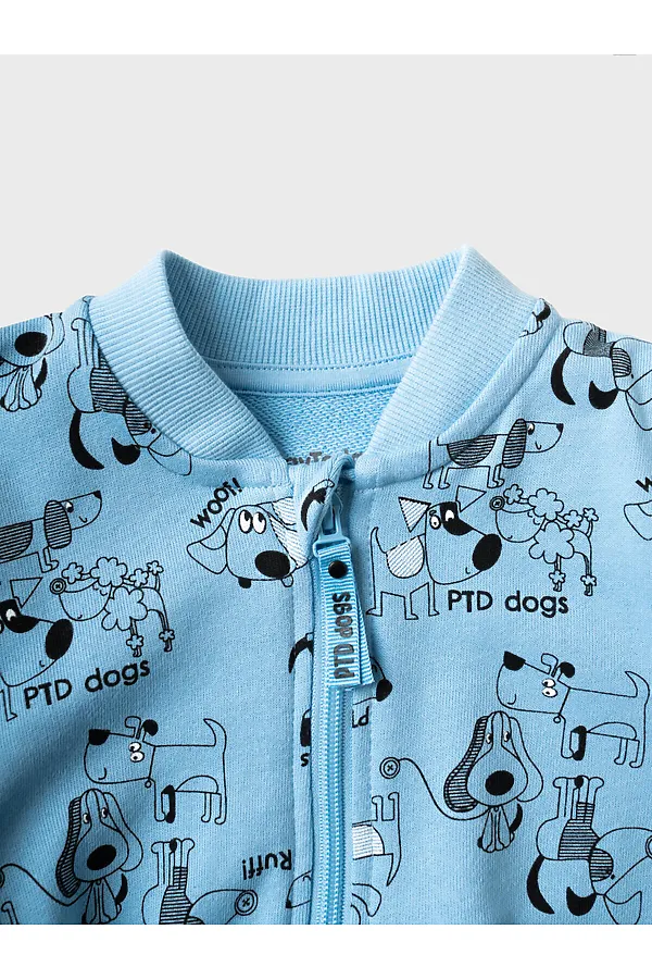 Комбинезон детский трикотажный для мальчиков PLAYTODAY, белый,голубой,черный - фото 2