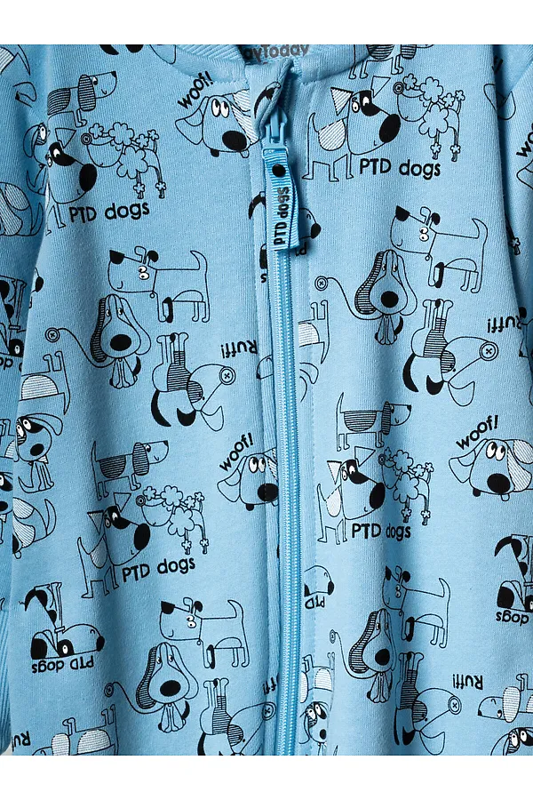 Комбинезон детский трикотажный для мальчиков PLAYTODAY, белый,голубой,черный - фото 2