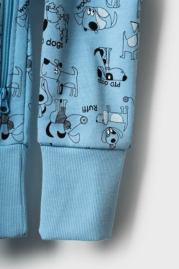 Комбинезон детский трикотажный для мальчиков PLAYTODAY, белый,голубой,черный - фото 2