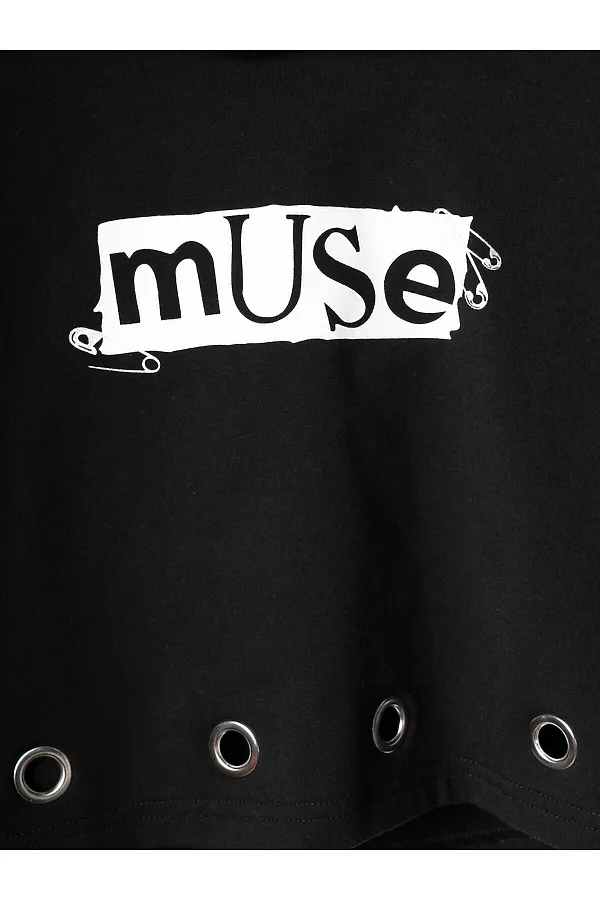 Джемпер трикотажный для девочек (футболка) PLAYTODAY, черный - фото 2