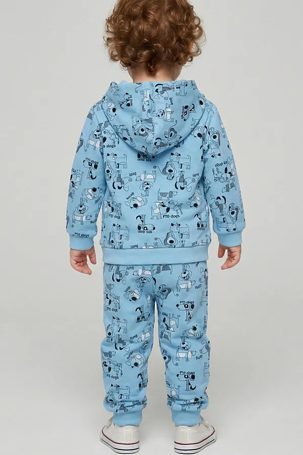Комплект детский трикотажный для мальчиков: толстовка, брюки PLAYTODAY, голубой,белый,черный - фото 2