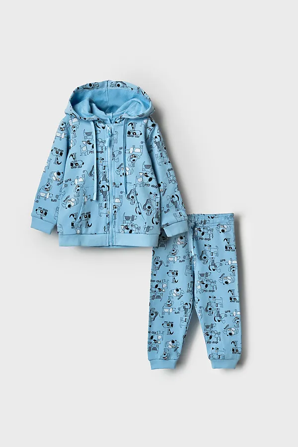 Комплект детский трикотажный для мальчиков: толстовка, брюки PLAYTODAY, голубой,белый,черный - фото 2