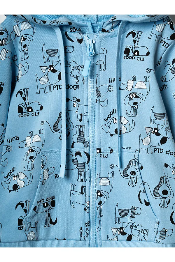 Комплект детский трикотажный для мальчиков: толстовка, брюки PLAYTODAY, голубой,белый,черный - фото 2