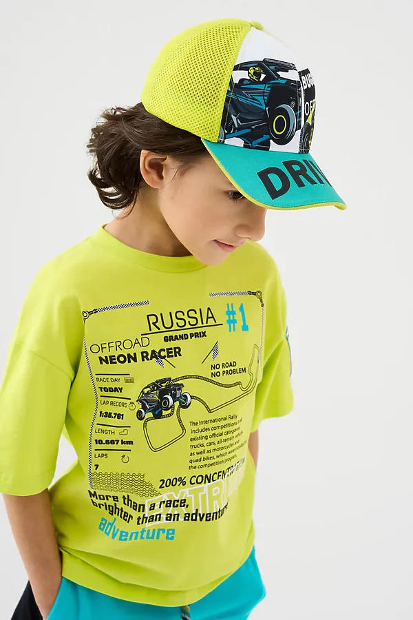 Кепка текстильная для мальчиков PLAYTODAY, белый,светло-зеленый,бирюзовый - фото 2