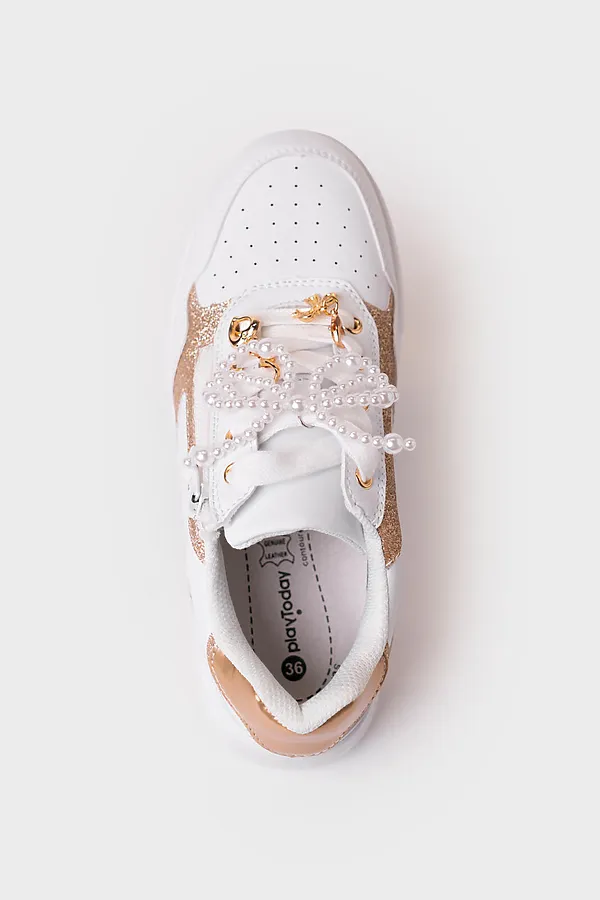 Полуботинки для девочек PLAYTODAY, белый,золотой - фото 2
