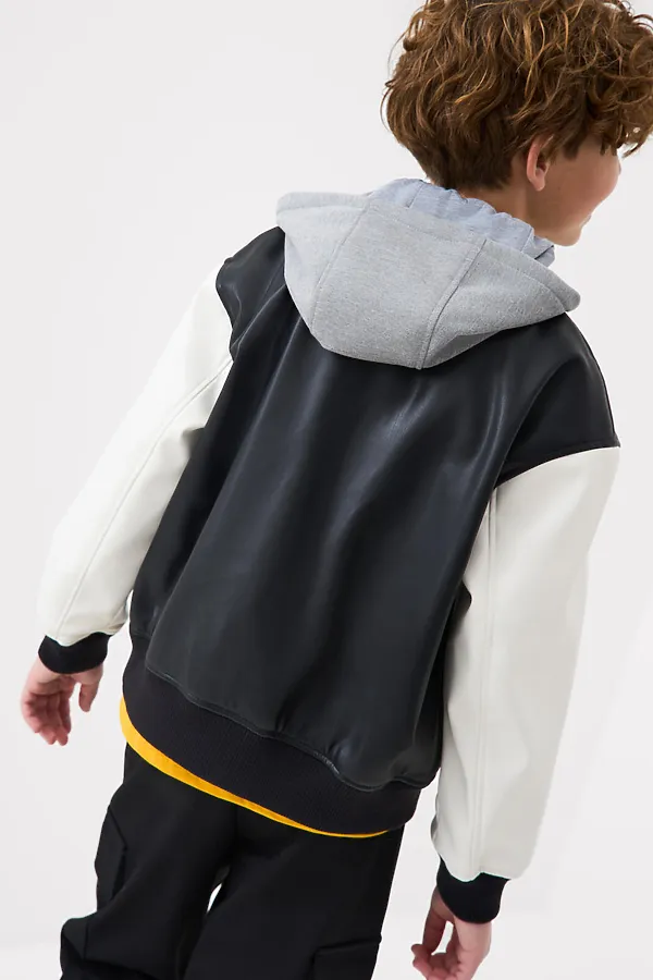 Куртка текстильная с полиуретановым покрытием для мальчиков (бомбер) PLAYTODAY, черный,белый,серый - фото 2