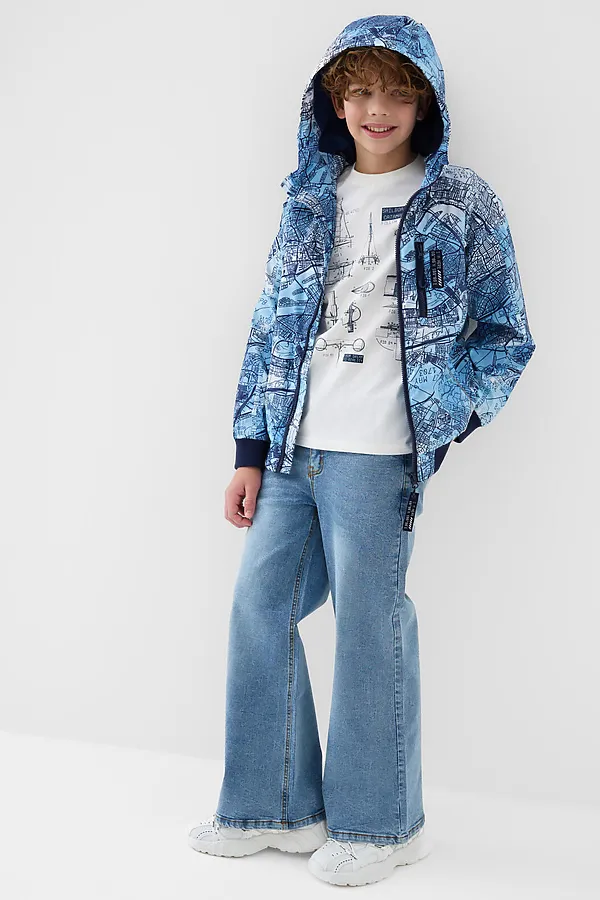 Куртка текстильная с полиуретановым покрытием для мальчиков (ветровка) PLAYTODAY, белый,тёмно-синий,голубой - фото 2