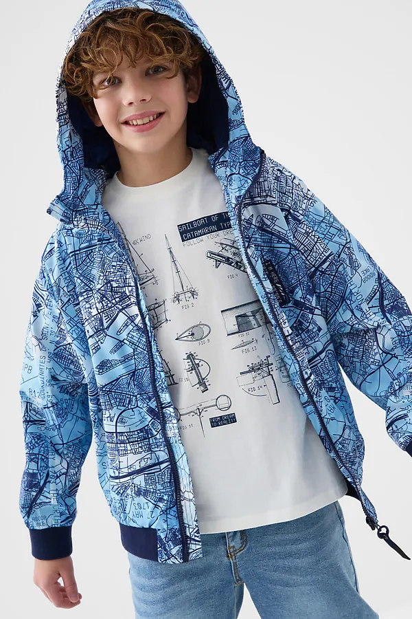 Куртка текстильная с полиуретановым покрытием для мальчиков (ветровка) PLAYTODAY, белый,тёмно-синий,голубой - фото 2