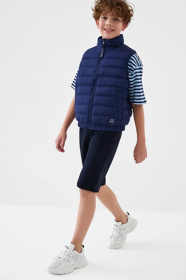 Жилет текстильный с полиуретановым покрытием для мальчиков PLAYTODAY, тёмно-синий - фото 2