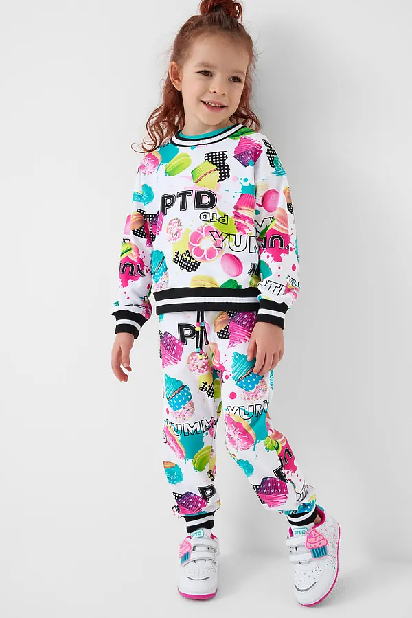 Комплект трикотажный для девочек: толстовка, брюки PLAYTODAY, разноцветный - фото 2