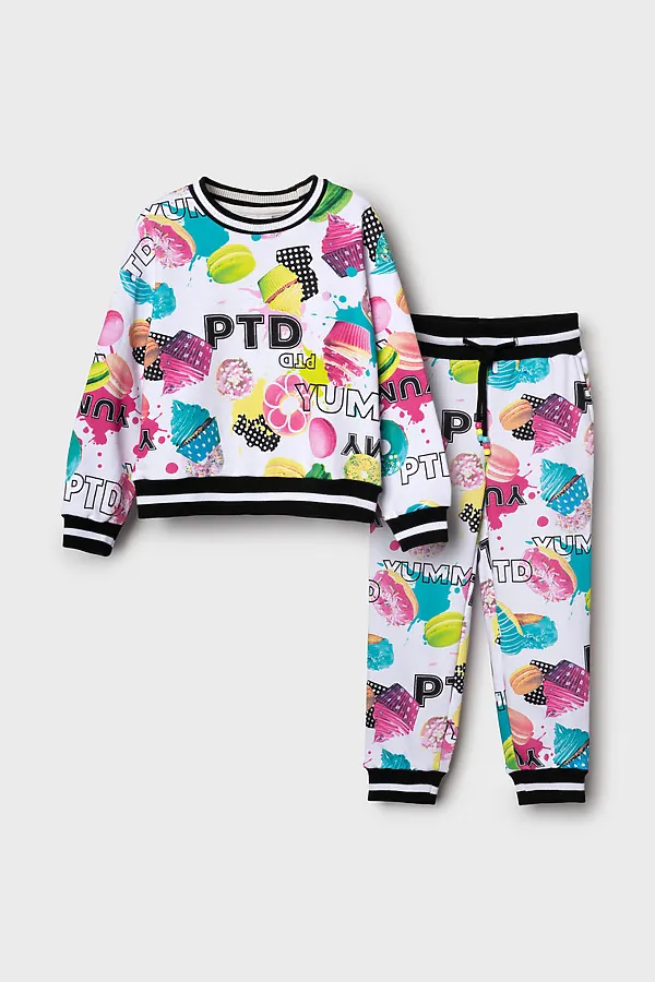 Комплект трикотажный для девочек: толстовка, брюки PLAYTODAY, разноцветный - фото 2