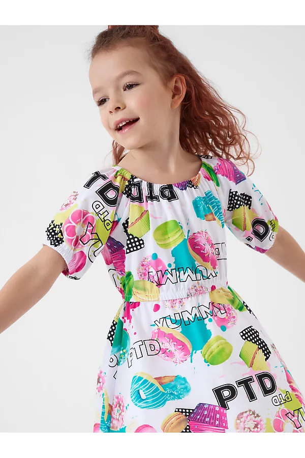 Платье трикотажное для девочек PLAYTODAY, разноцветный - фото 2