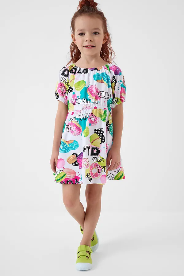 Платье трикотажное для девочек PLAYTODAY, разноцветный - фото 2
