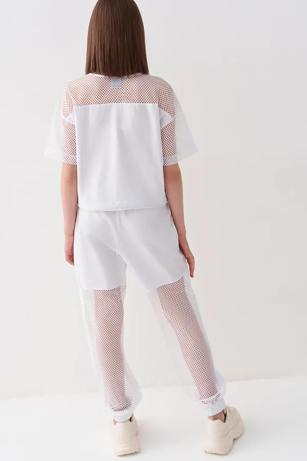 Брюки текстильные для девочек PLAYTODAY, белый - фото 2