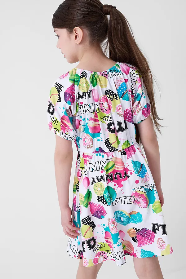 Платье трикотажное для девочек PLAYTODAY, разноцветный - фото 2