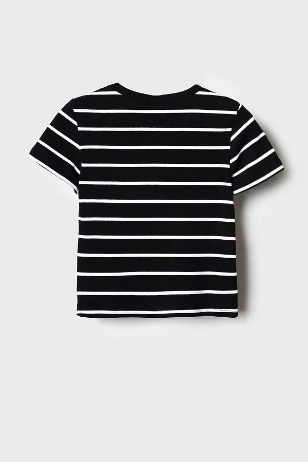 Фуфайка трикотажная для девочек (футболка) PLAYTODAY, черный,белый - фото 2