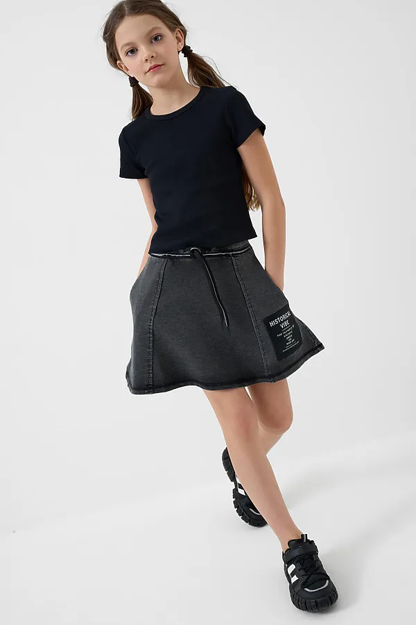 Фуфайка трикотажная для девочек (футболка) PLAYTODAY, черный - фото 2