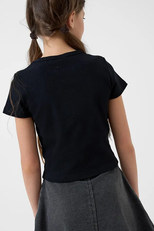 Фуфайка трикотажная для девочек (футболка) PLAYTODAY, черный - фото 2