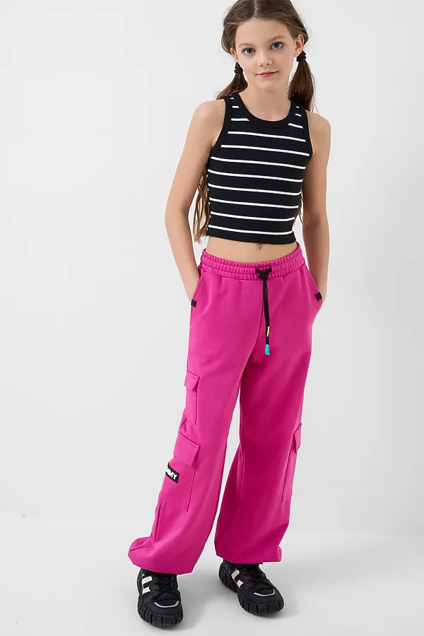 Майка трикотажная для девочек PLAYTODAY, черный,белый - фото 2