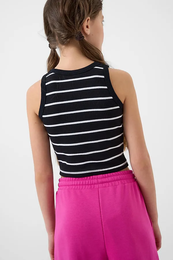 Майка трикотажная для девочек PLAYTODAY, черный,белый - фото 2