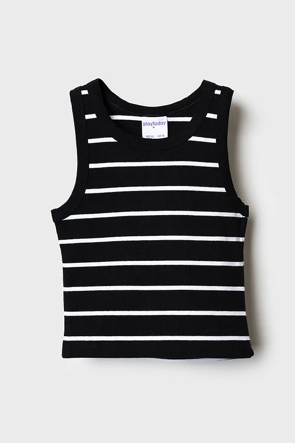 Майка трикотажная для девочек PLAYTODAY, черный,белый - фото 2