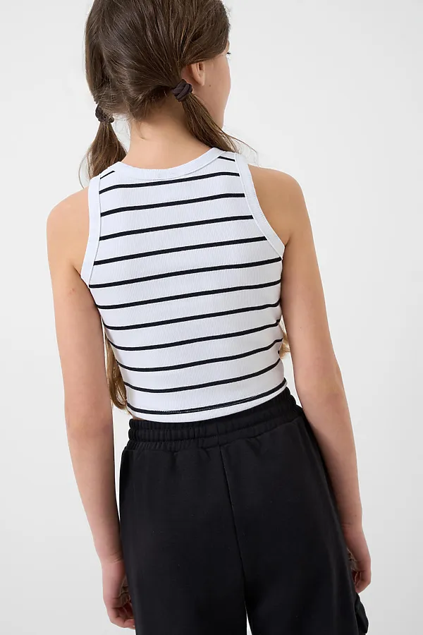 Майка трикотажная для девочек PLAYTODAY, белый,черный - фото 2